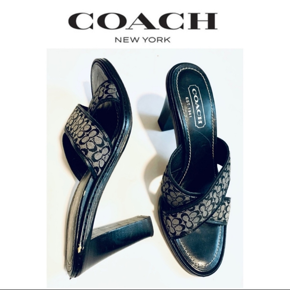 COACH Dede Monogram Black Leather 6.5 size sandal
